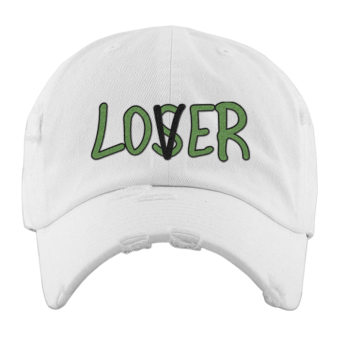 Clad Green Low Dunks Distressed Dad Hat | Lover, White