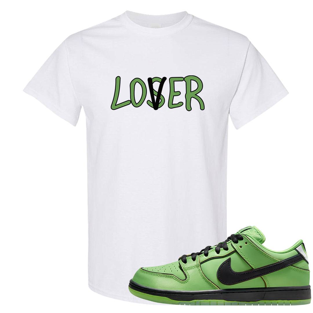 Clad Green Low Dunks T Shirt | Lover, White