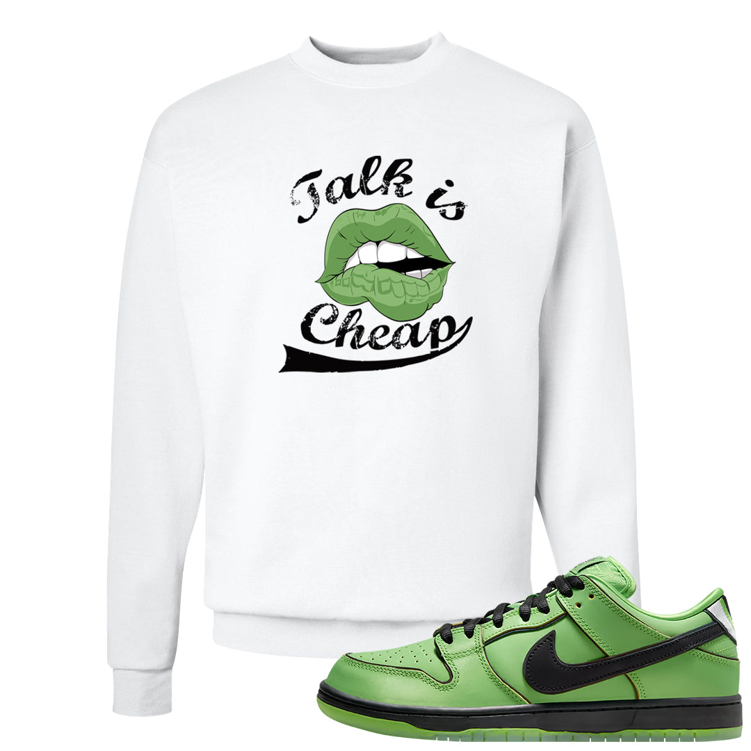 Clad Green Low Dunks Crewneck Sweatshirt | Talk Lips, White