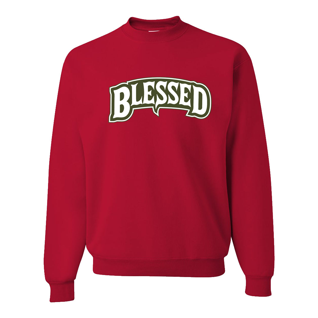 Cargo Khaki Low Dunks Crewneck Sweatshirt | Blessed Arch, Red