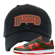 Cargo Khaki Low Dunks Distressed Dad Hat | Blessed Arch, Black