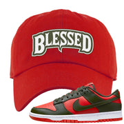 Cargo Khaki Low Dunks Dad Hat | Blessed Arch, Red