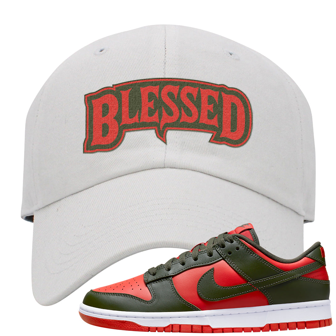 Cargo Khaki Low Dunks Dad Hat | Blessed Arch, White