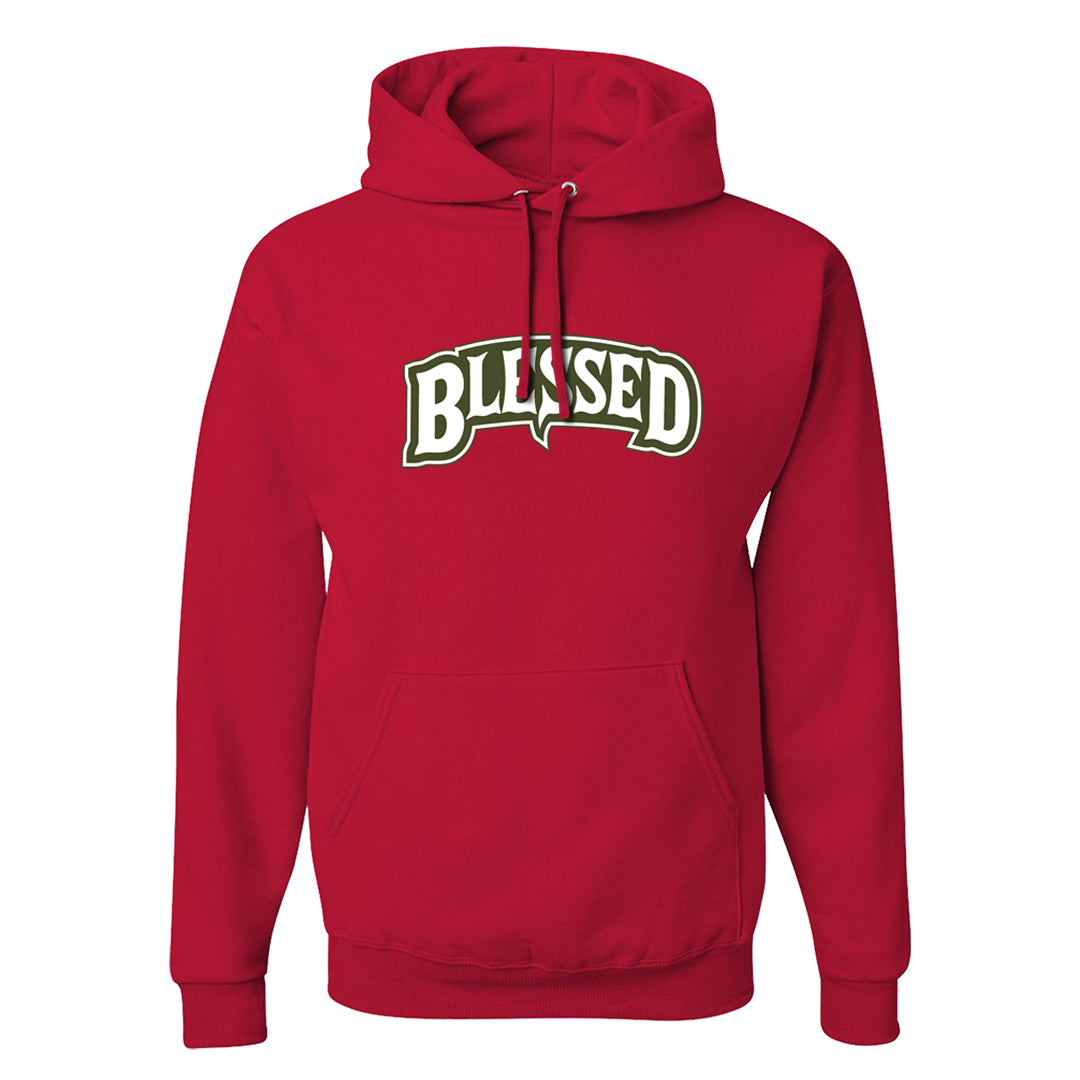 Cargo Khaki Low Dunks Hoodie | Blessed Arch, Red