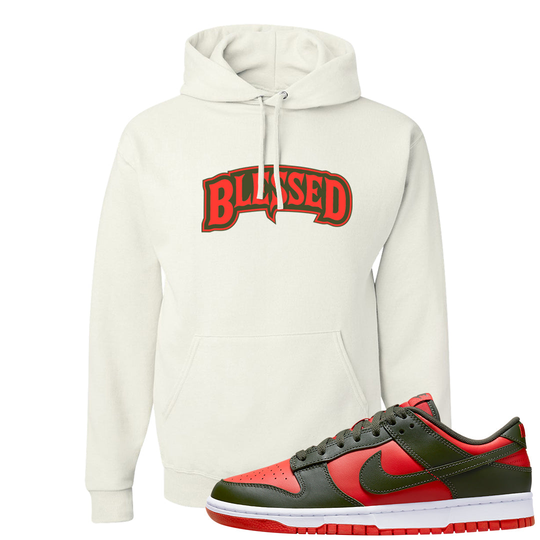 Cargo Khaki Low Dunks Hoodie | Blessed Arch, White