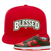 Cargo Khaki Low Dunks Snapback Hat | Blessed Arch, Red