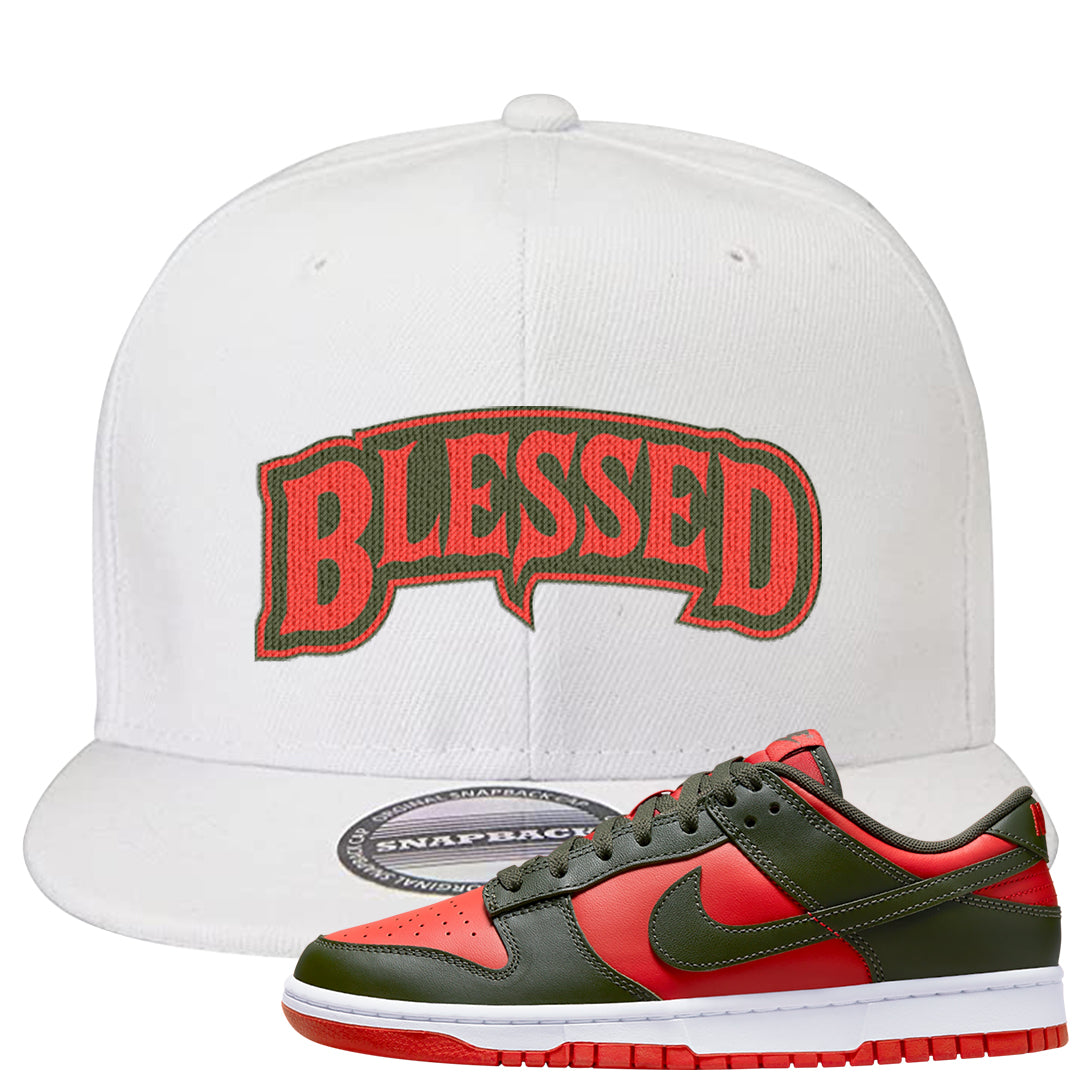 Cargo Khaki Low Dunks Snapback Hat | Blessed Arch, White