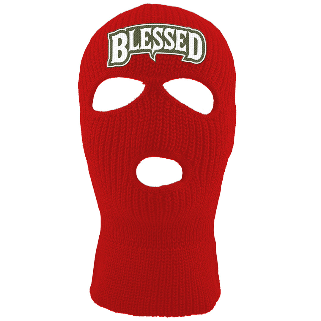 Cargo Khaki Low Dunks Ski Mask | Blessed Arch, Red