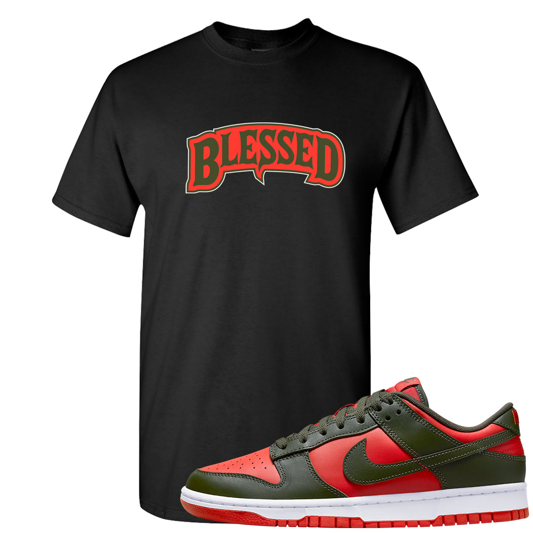 Cargo Khaki Low Dunks T Shirt | Blessed Arch, Black