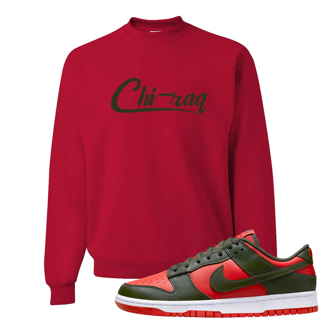 Cargo Khaki Low Dunks Crewneck Sweatshirt | Chiraq, Red