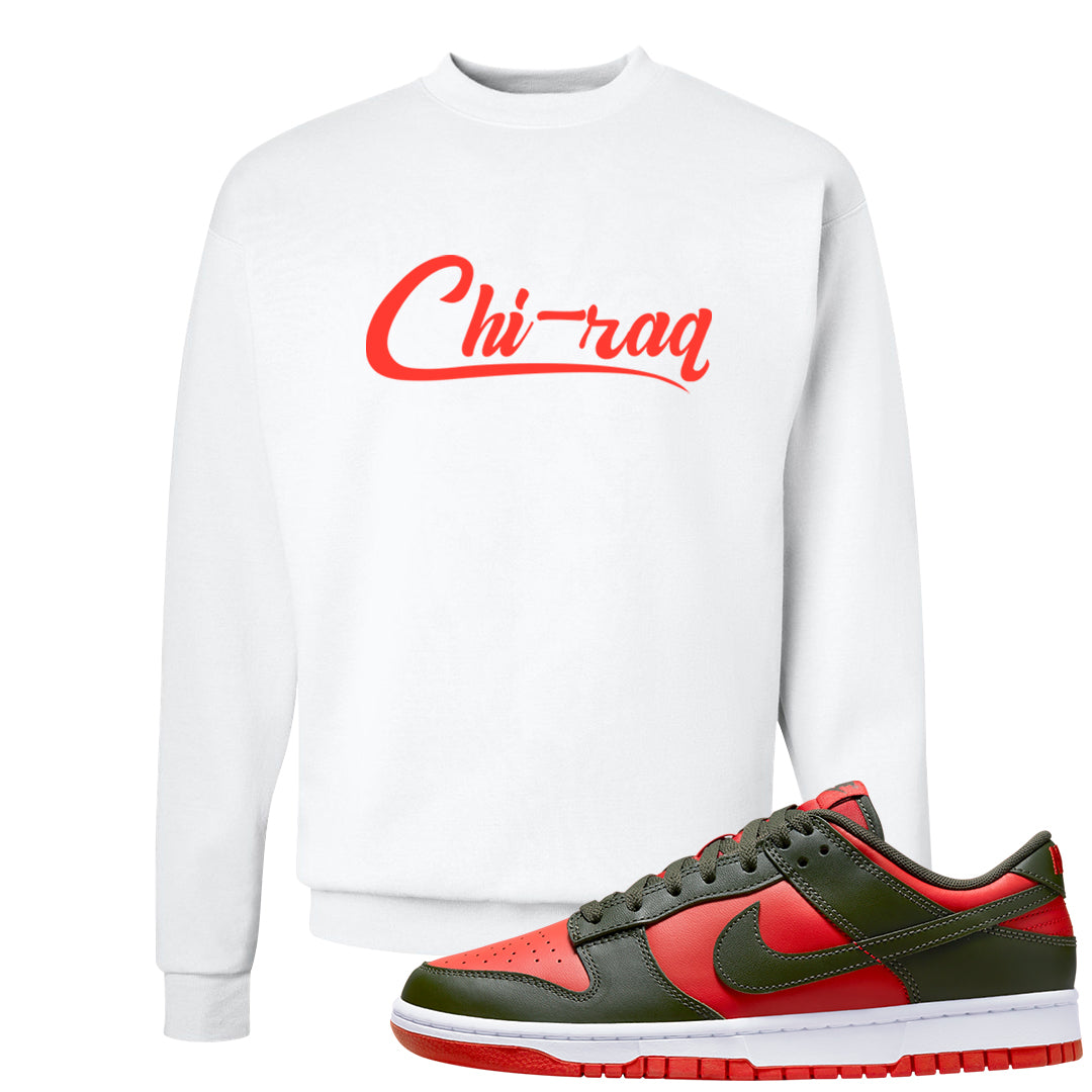 Cargo Khaki Low Dunks Crewneck Sweatshirt | Chiraq, White