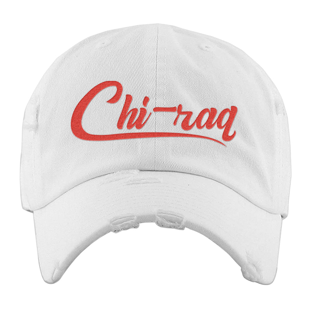 Cargo Khaki Low Dunks Distressed Dad Hat | Chiraq, White