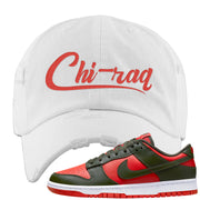 Cargo Khaki Low Dunks Distressed Dad Hat | Chiraq, White