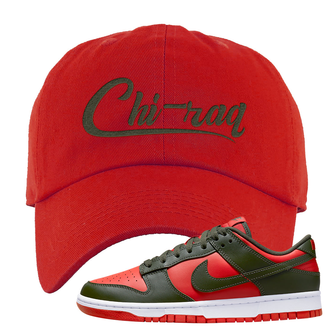 Cargo Khaki Low Dunks Dad Hat | Chiraq, Red