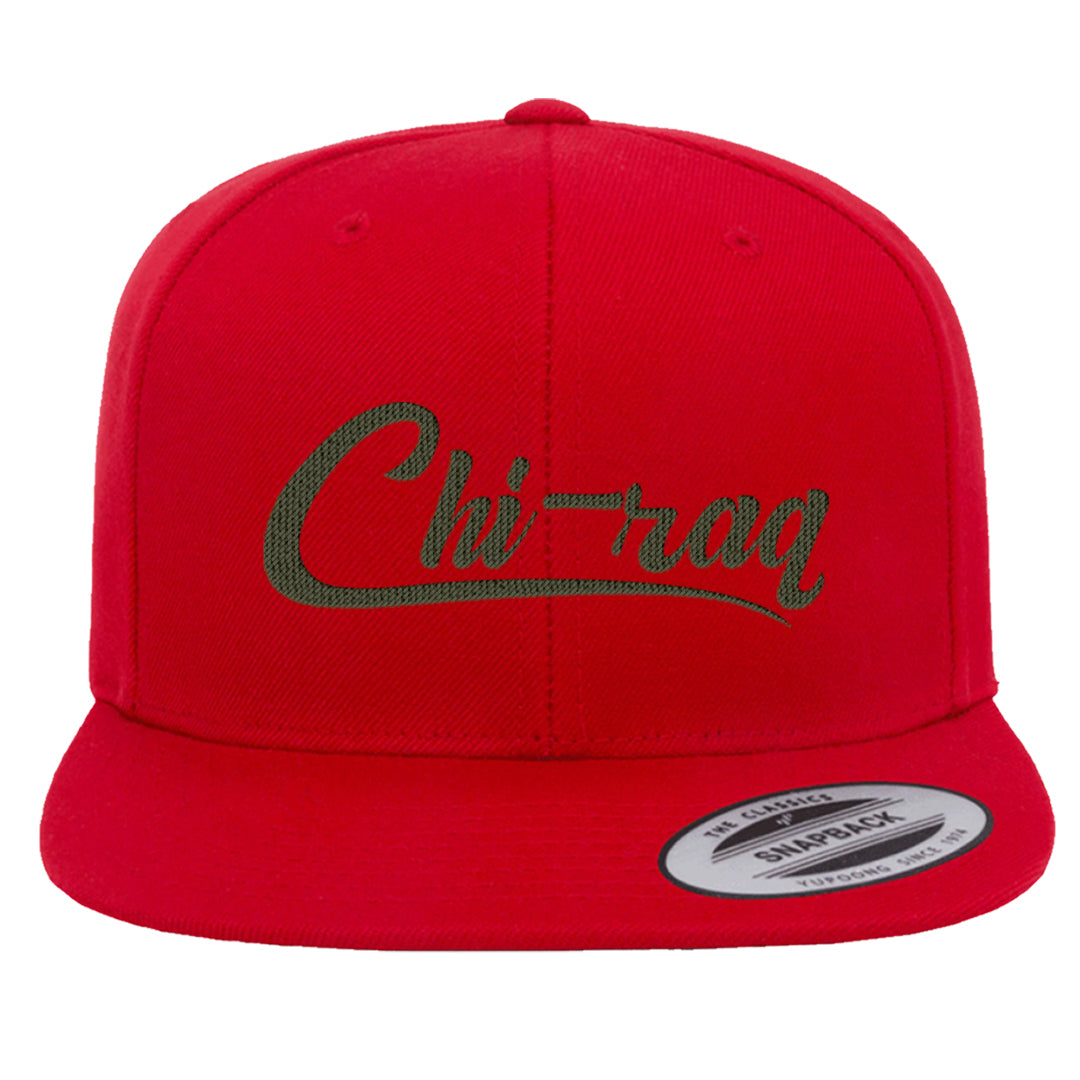 Cargo Khaki Low Dunks Snapback Hat | Chiraq, Red