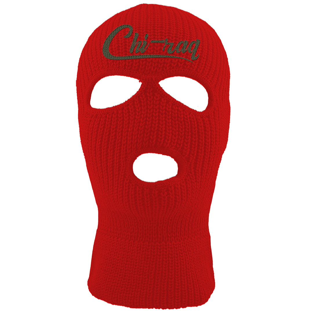 Cargo Khaki Low Dunks Ski Mask | Chiraq, Red