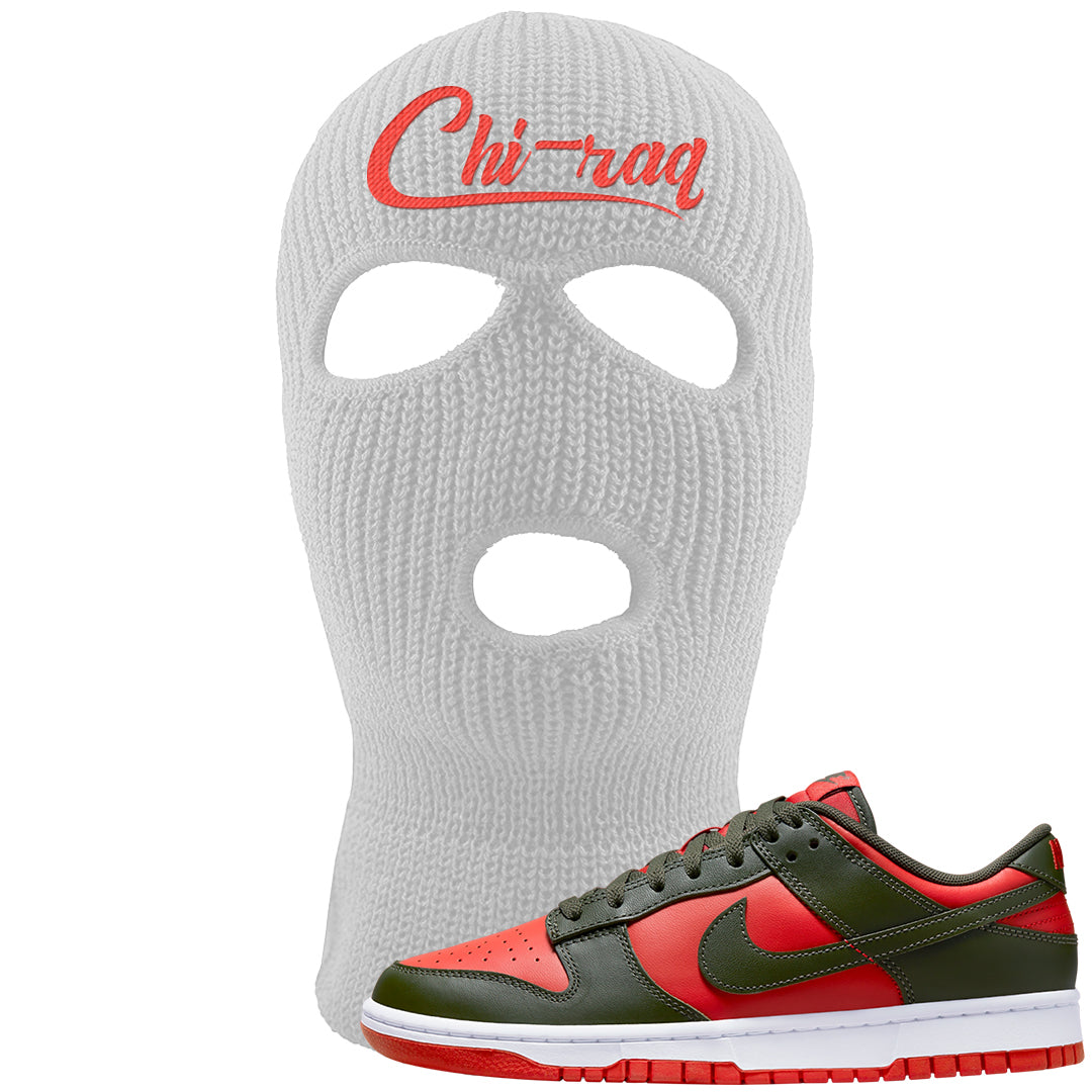 Cargo Khaki Low Dunks Ski Mask | Chiraq, White