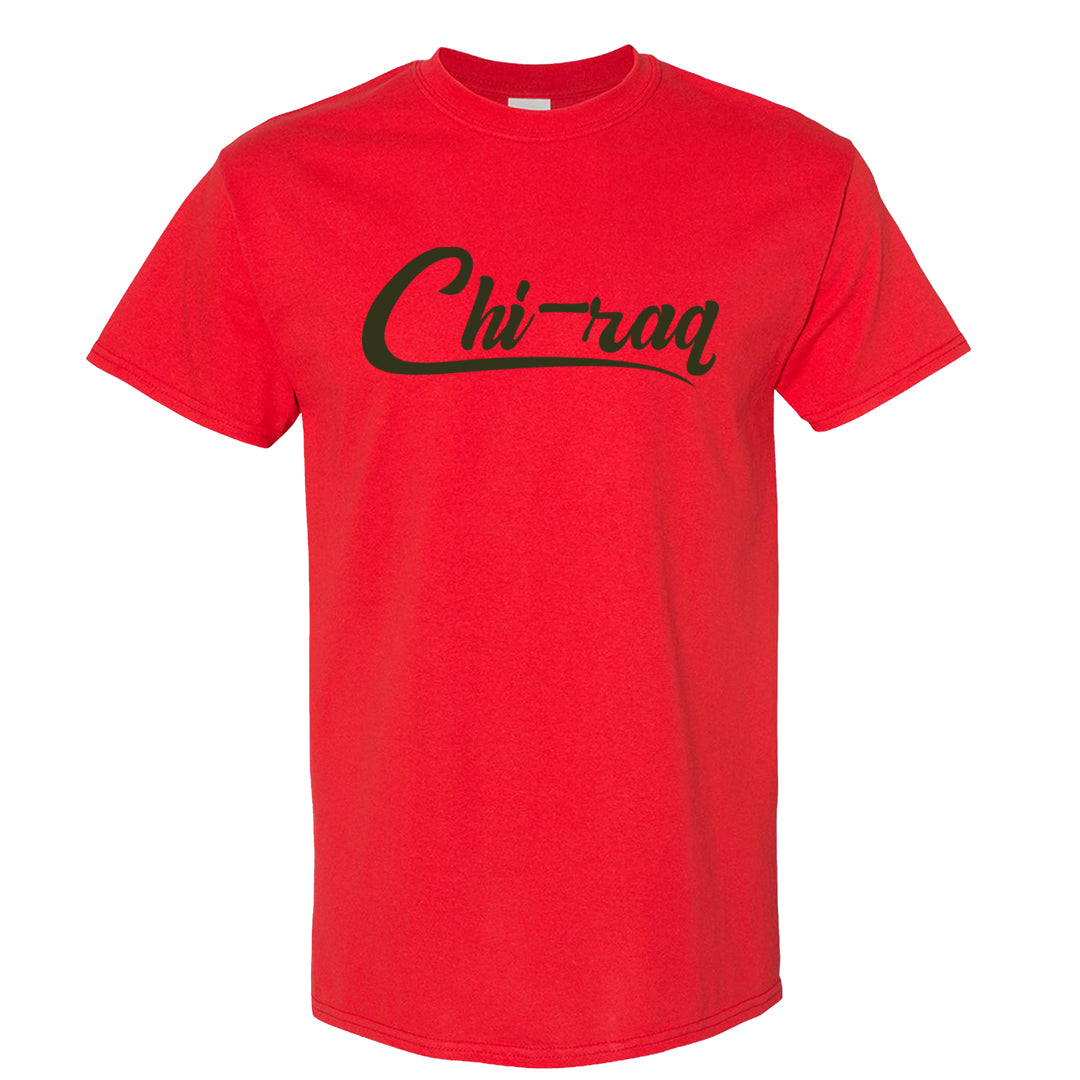 Cargo Khaki Low Dunks T Shirt | Chiraq, Red