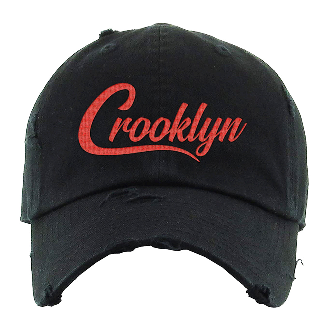 Cargo Khaki Low Dunks Distressed Dad Hat | Crooklyn, Black