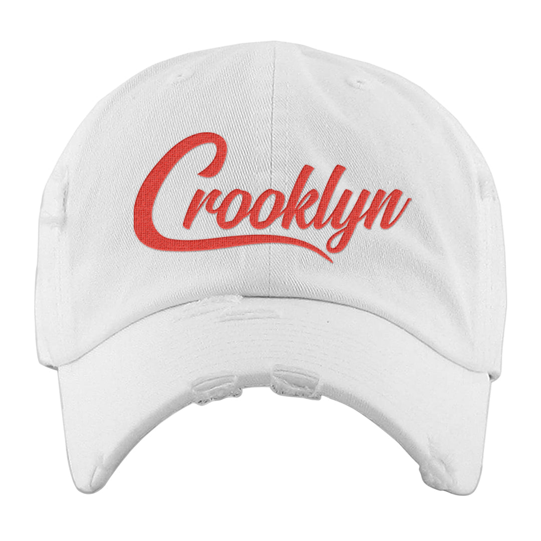 Cargo Khaki Low Dunks Distressed Dad Hat | Crooklyn, White