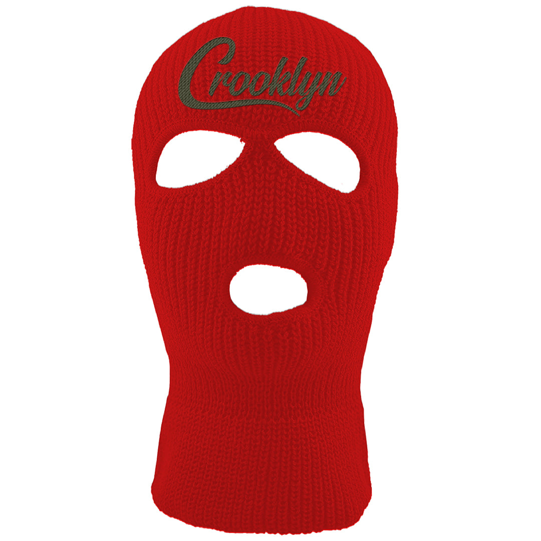 Cargo Khaki Low Dunks Ski Mask | Crooklyn, Red