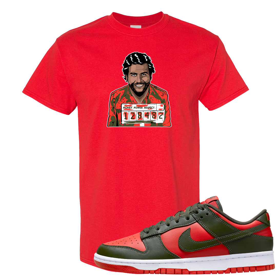 Cargo Khaki Low Dunks T Shirt | Escobar Illustration, Red