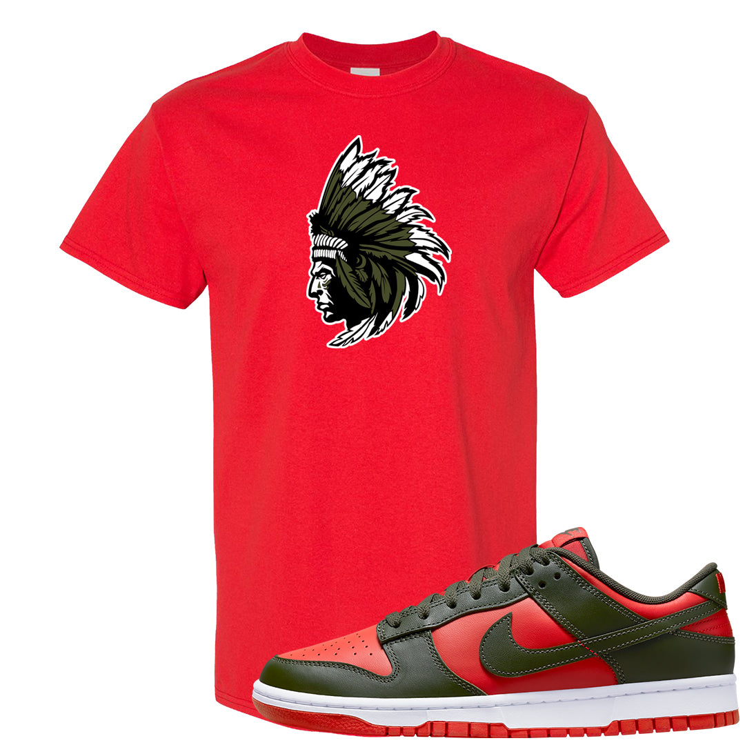 Cargo Khaki Low Dunks T Shirt | Indian Chief, Red