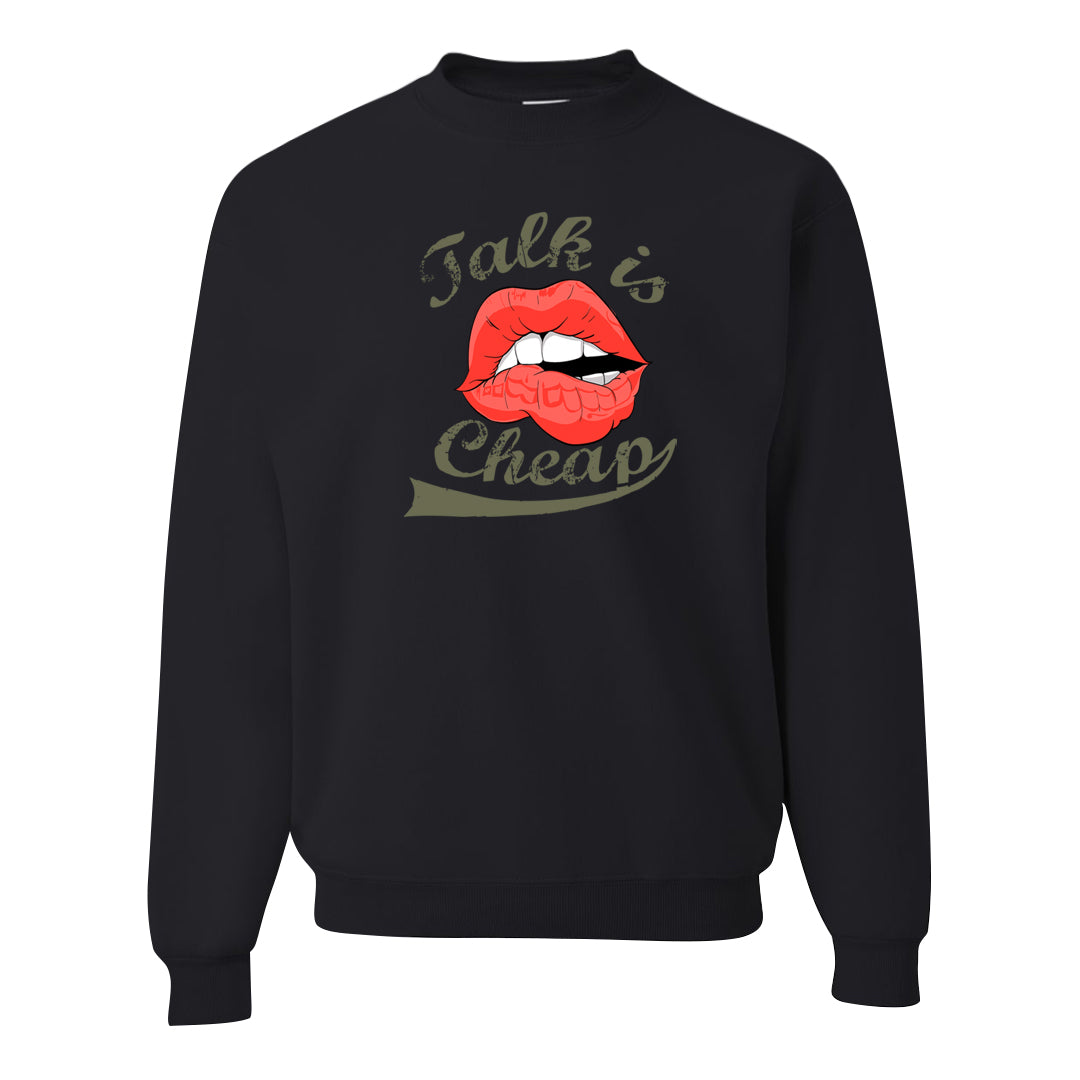 Cargo Khaki Low Dunks Crewneck Sweatshirt | Talk Lips, Black