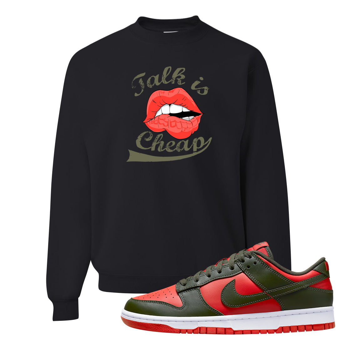 Cargo Khaki Low Dunks Crewneck Sweatshirt | Talk Lips, Black