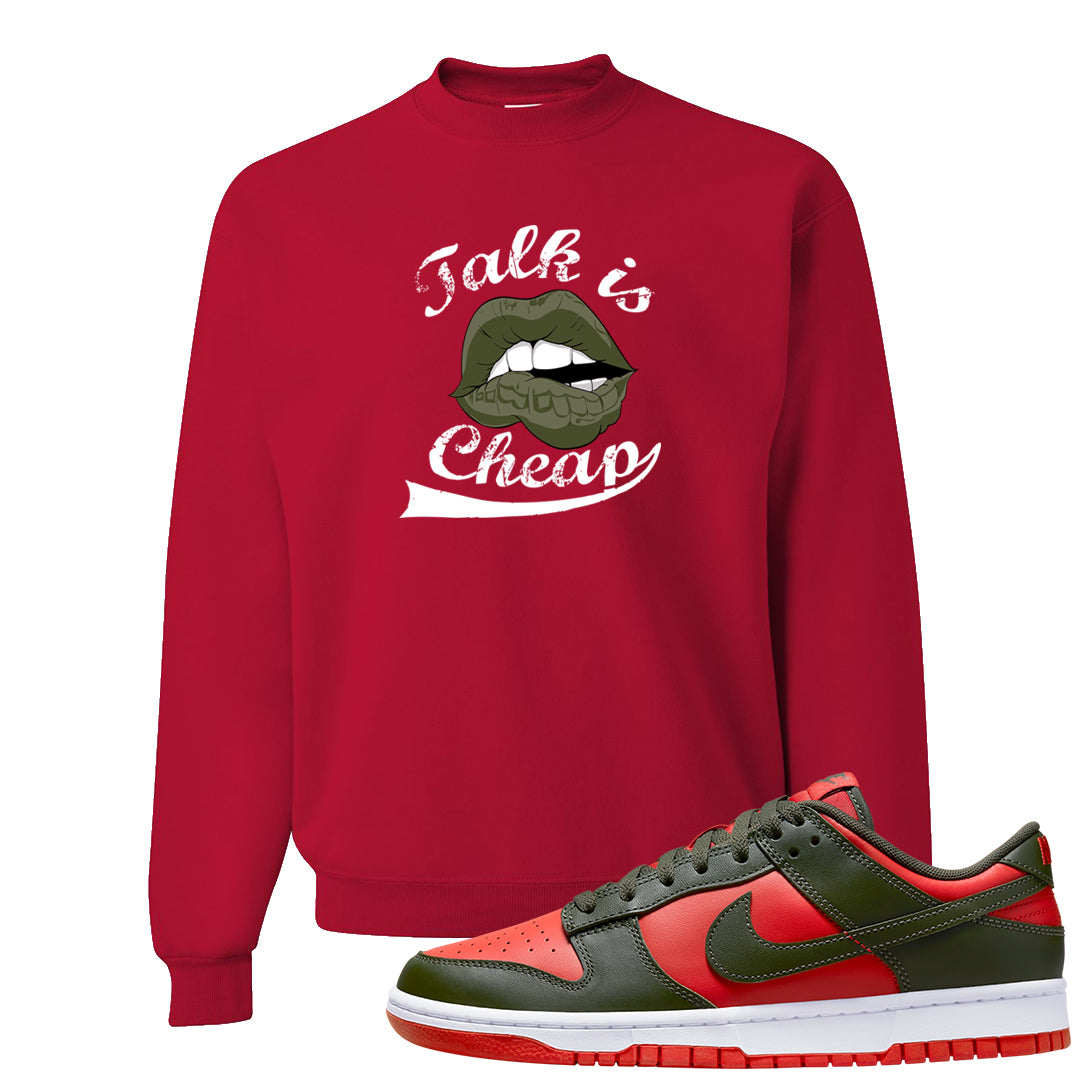 Cargo Khaki Low Dunks Crewneck Sweatshirt | Talk Lips, Red