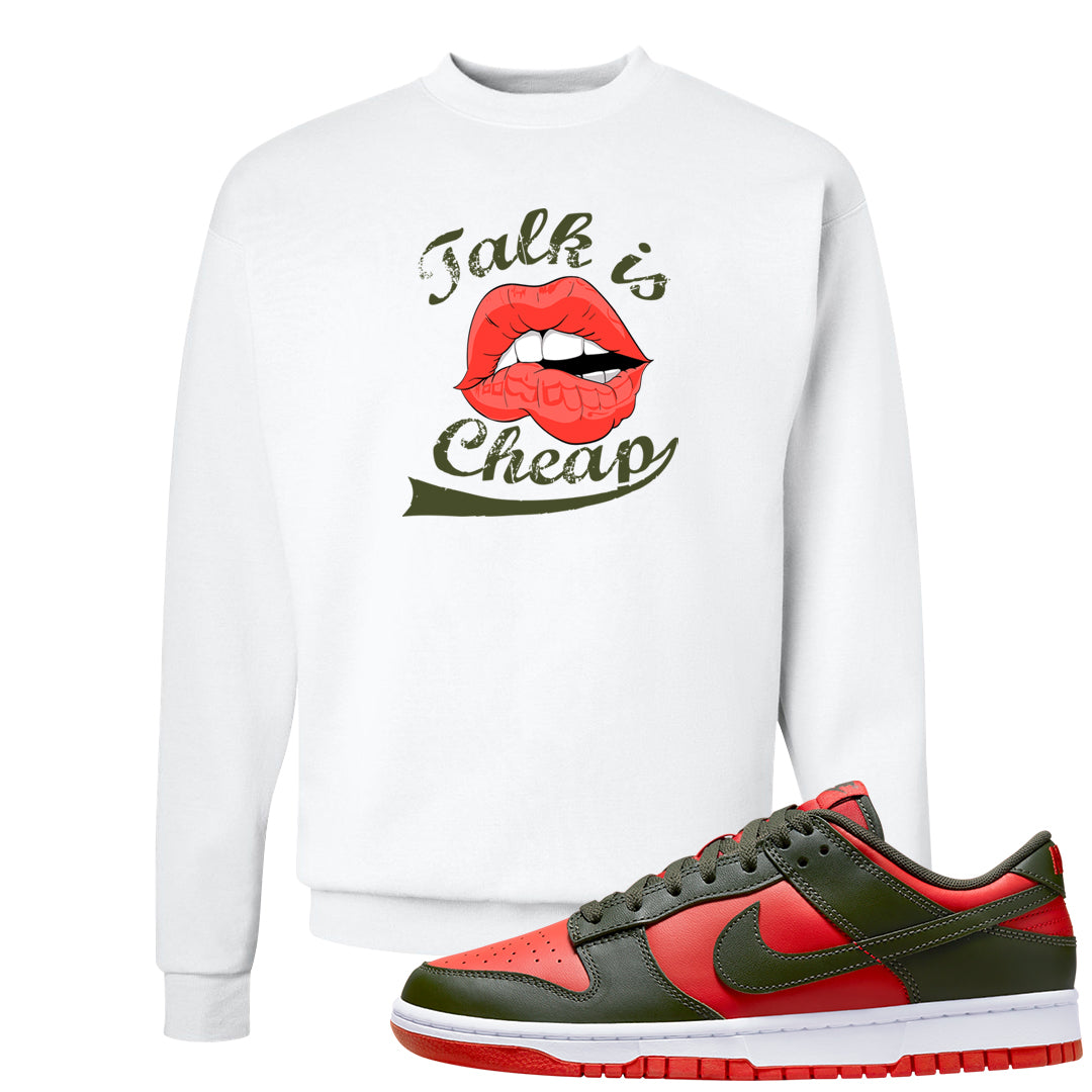 Cargo Khaki Low Dunks Crewneck Sweatshirt | Talk Lips, White