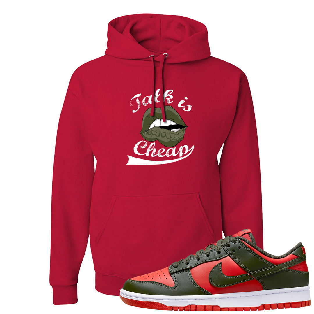 Cargo Khaki Low Dunks Hoodie | Talk Lips, Red