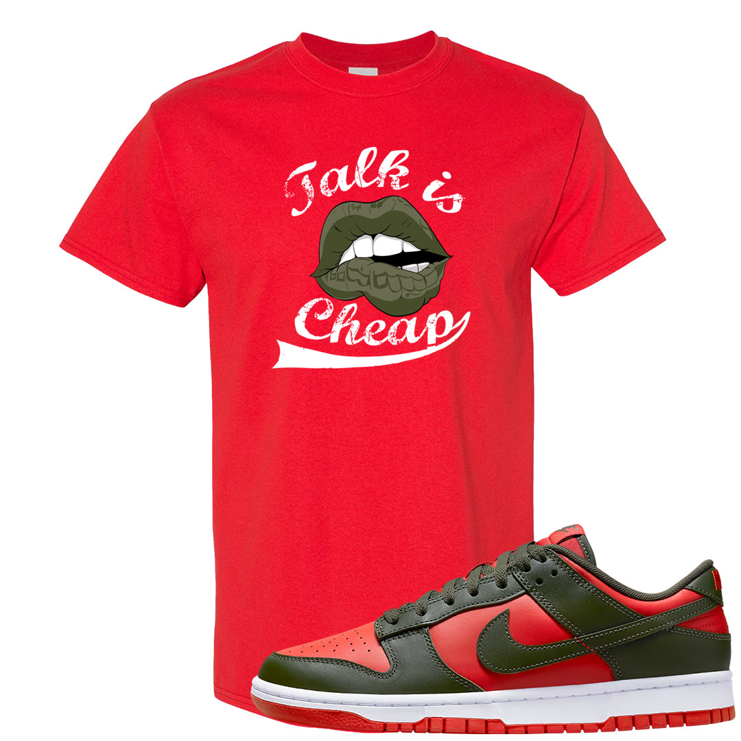 Cargo Khaki Low Dunks T Shirt | Talk Lips, Red