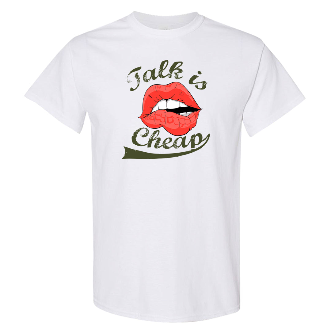 Cargo Khaki Low Dunks T Shirt | Talk Lips, White