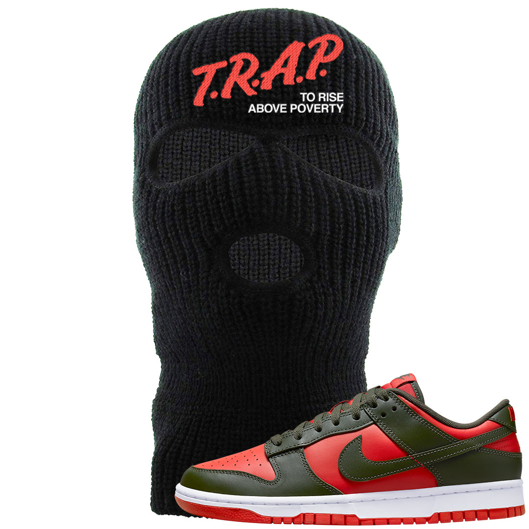 Cargo Khaki Low Dunks Ski Mask | Trap To Rise Above Poverty, Black