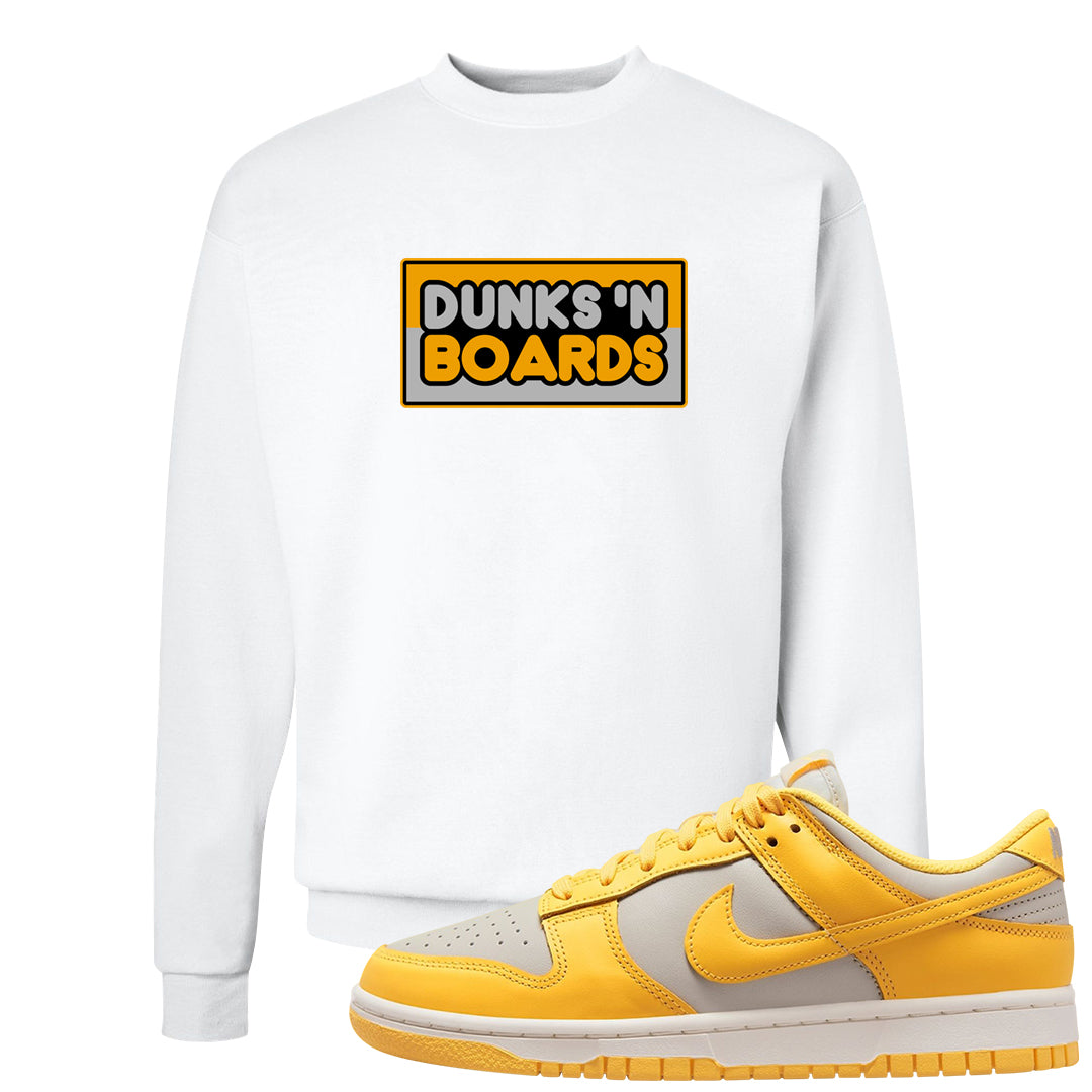 Citron Pulse Low Dunks Crewneck Sweatshirt | Dunks N Boards, White