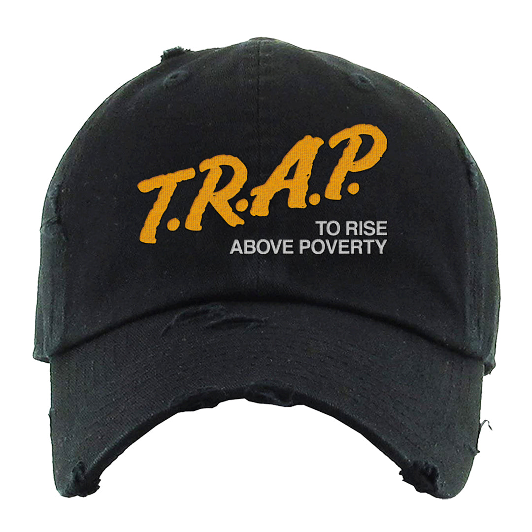 Citron Pulse Low Dunks Distressed Dad Hat | Trap To Rise Above Poverty, Black
