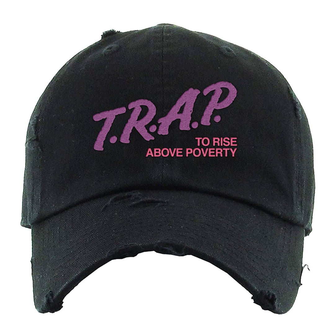 Graffiti Low Dunks Distressed Dad Hat | Trap To Rise Above Poverty, Black
