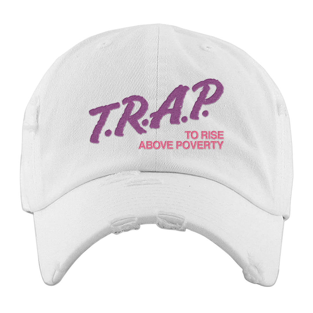 Graffiti Low Dunks Distressed Dad Hat | Trap To Rise Above Poverty, White