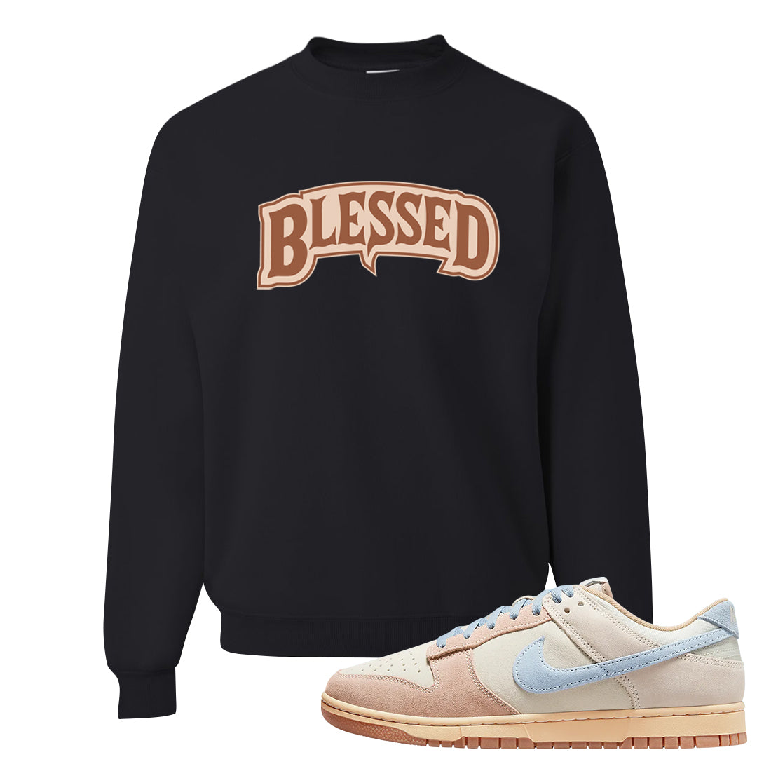 Light Armory Blue Low Dunks Crewneck Sweatshirt | Blessed Arch, Black