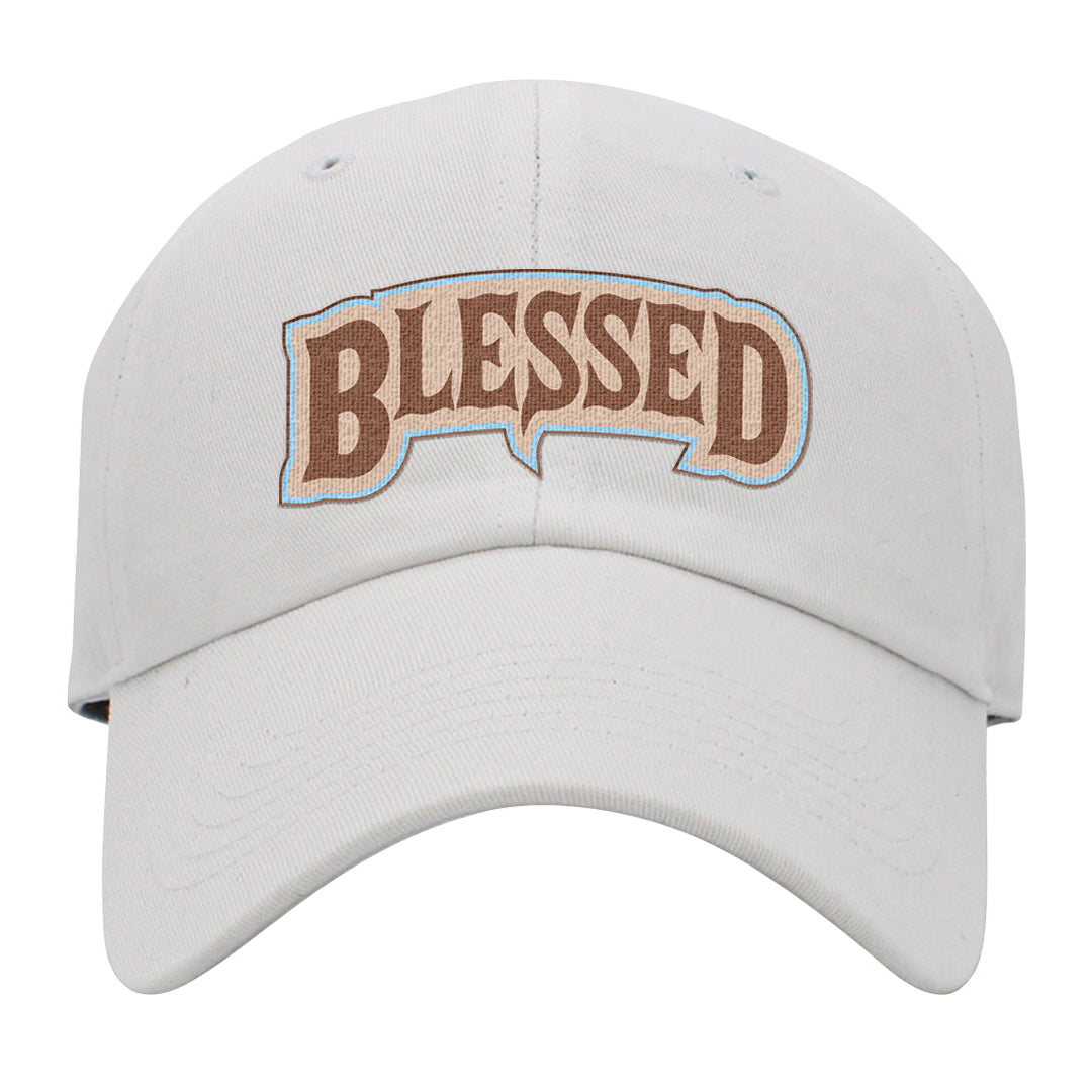 Light Armory Blue Low Dunks Dad Hat | Blessed Arch, White
