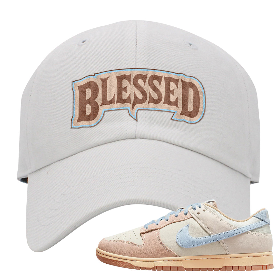 Light Armory Blue Low Dunks Dad Hat | Blessed Arch, White