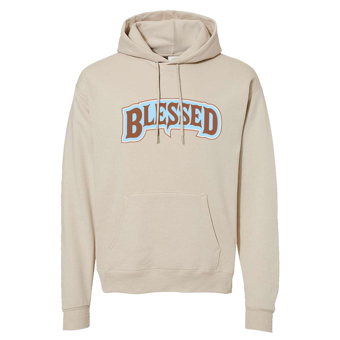 Light Armory Blue Low Dunks Hoodie | Blessed Arch, Sand