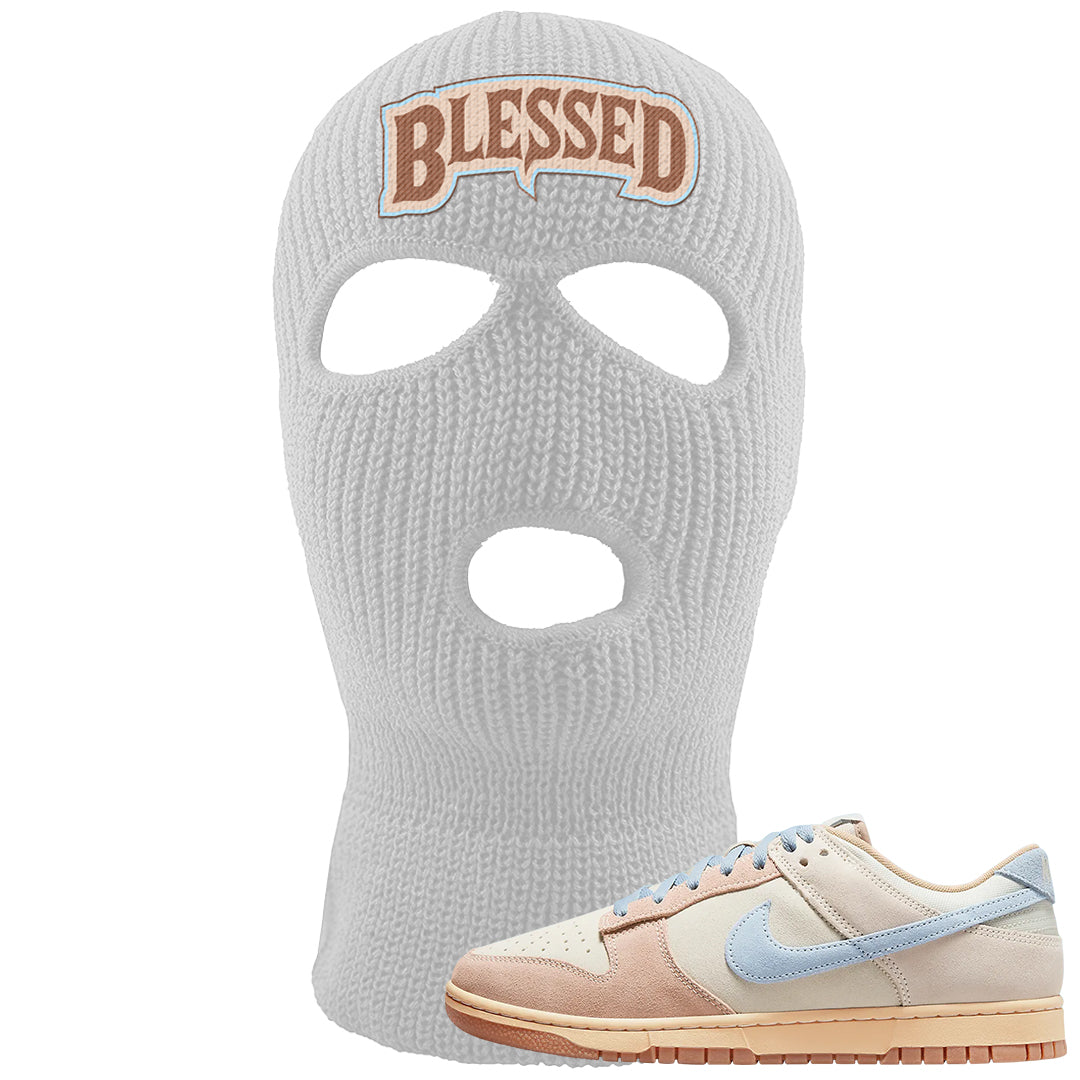 Light Armory Blue Low Dunks Ski Mask | Blessed Arch, White