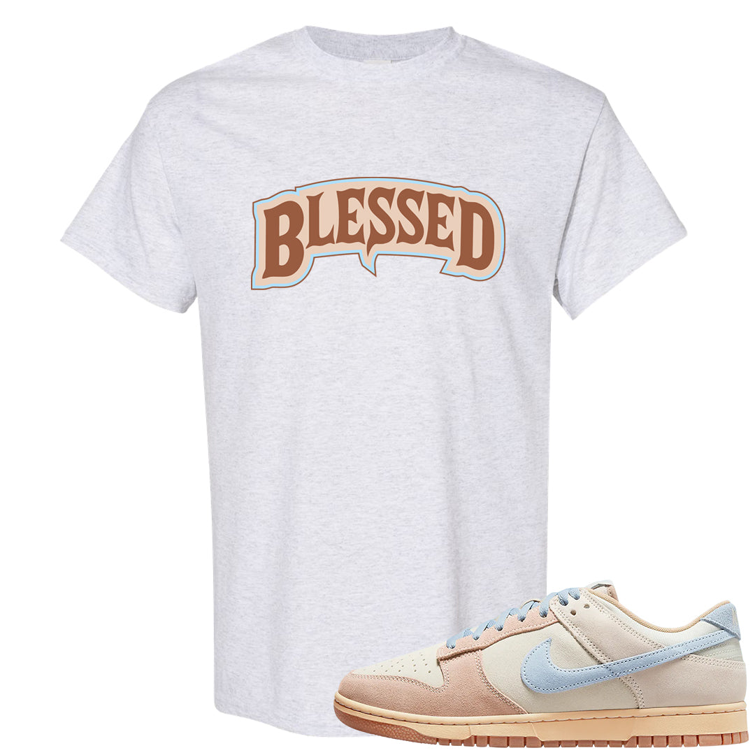 Light Armory Blue Low Dunks T Shirt | Blessed Arch, Ash