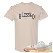 Light Armory Blue Low Dunks T Shirt | Blessed Arch, Sand