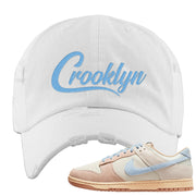 Light Armory Blue Low Dunks Distressed Dad Hat | Crooklyn, White