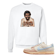 Light Armory Blue Low Dunks Crewneck Sweatshirt | Escobar Illustration, White