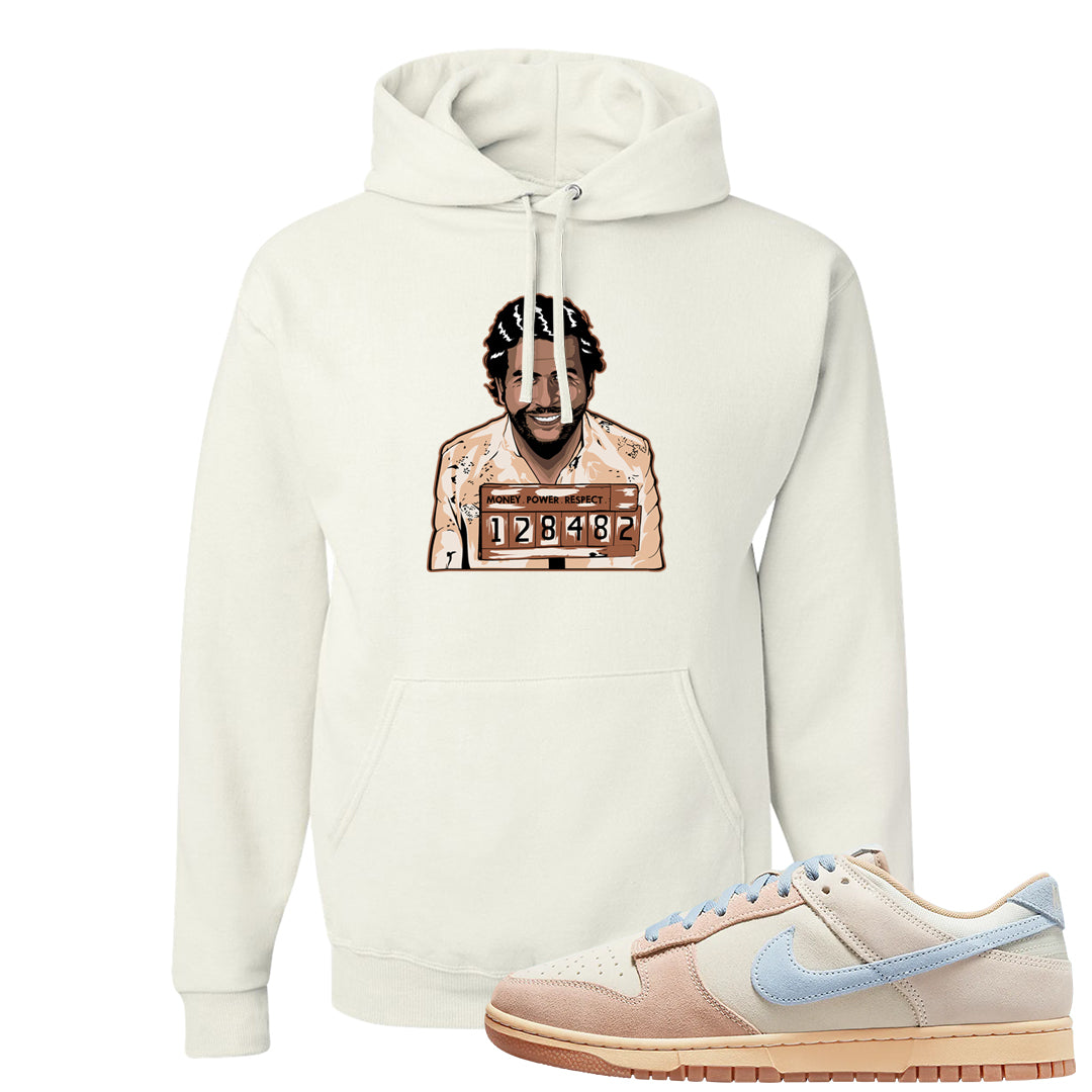 Light Armory Blue Low Dunks Hoodie | Escobar Illustration, White