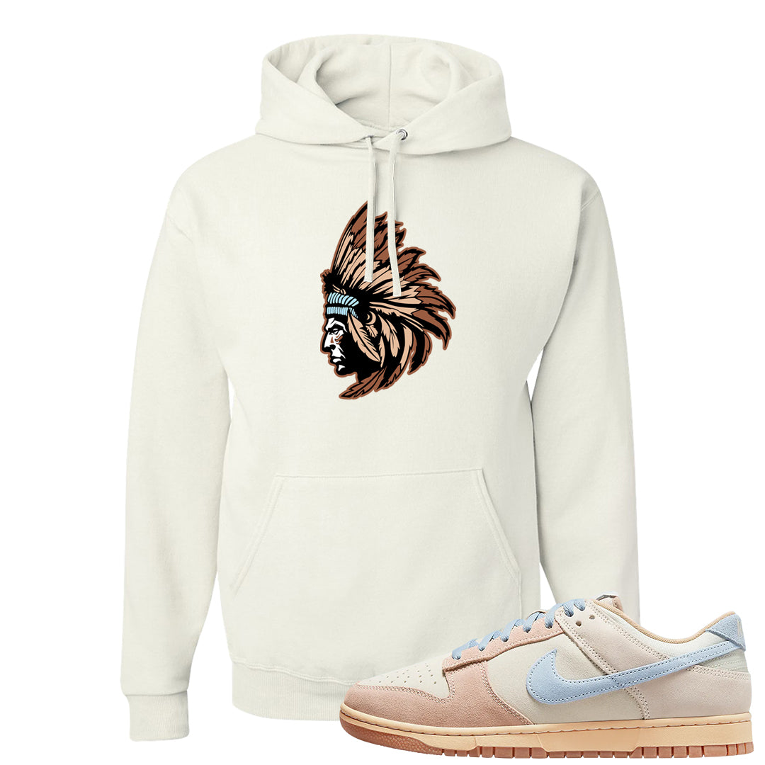 Light Armory Blue Low Dunks Hoodie | Indian Chief, White